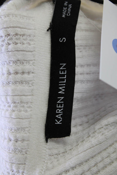 Karen Millen Womens Ribbed Long Sleeve Cold Shoulder Blouse White Size S