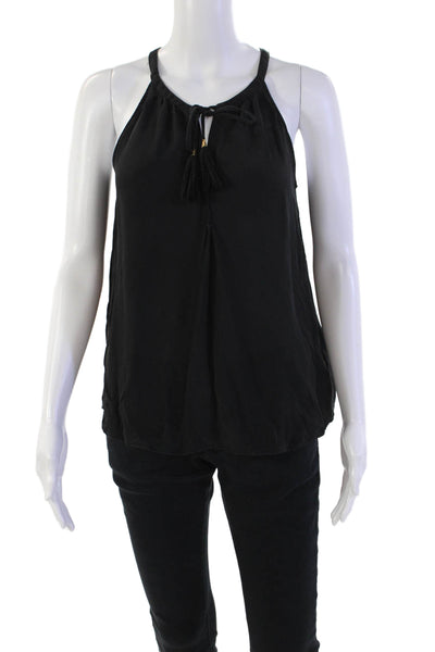 Joie Womens Silk Key Hole Neck Sleeveless Tank Top Black Size Small
