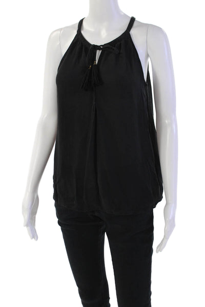 Joie Womens Silk Key Hole Neck Sleeveless Tank Top Black Size Small