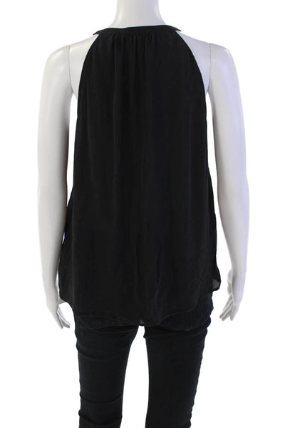 Joie Womens Silk Key Hole Neck Sleeveless Tank Top Black Size Small
