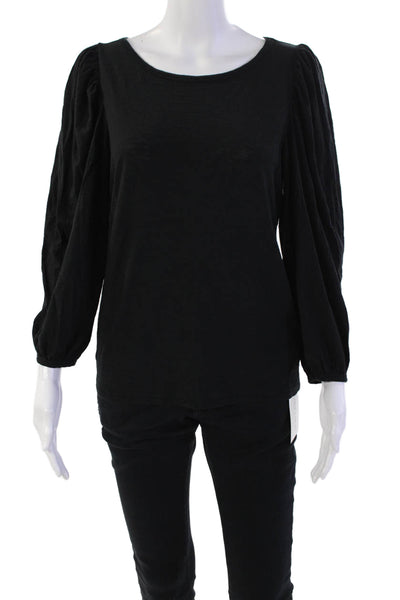 Nation LTD Womens Long Balloon Sleeves Tee Shirt Black Cotton Size Medium