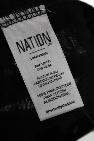 Nation LTD Womens Long Balloon Sleeves Tee Shirt Black Cotton Size Medium