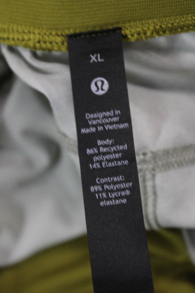 Lululemon Mens Abstract Print Drawstring Waist Shorts Green Size Extra Large