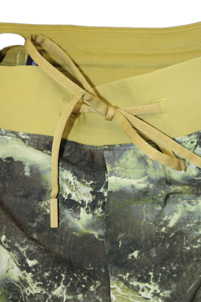 Lululemon Mens Abstract Print Drawstring Waist Shorts Green Size Extra Large