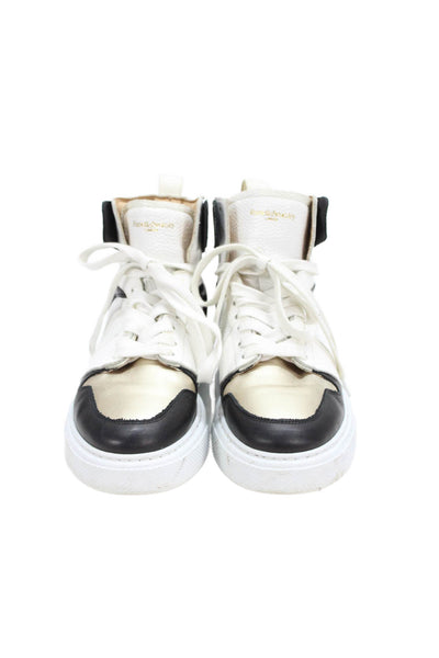 Russell & Bromley Womens Color Block Lace-Up High Top Sneakers White Size 10