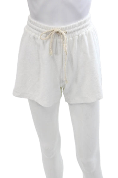 Honorine Women's Elastic Drawstring Waist Pocket Casual Shorts Whiite Size S