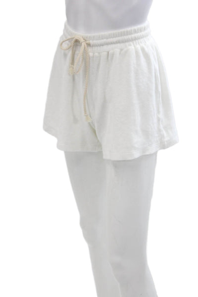 Honorine Women's Elastic Drawstring Waist Pocket Casual Shorts Whiite Size S