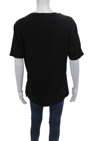 Allsaints Women's Round Neck Short Sleeves Graphic T-Shirt Black Size M
