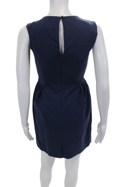 Kate Spade New York Womens Back Zip Scoop Neck Sheath Dress Navy Blue Size 00