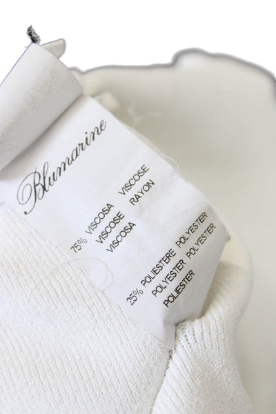 Blumarine Women's Round Neck Short Sleeves Fitted Blouse White Size 38