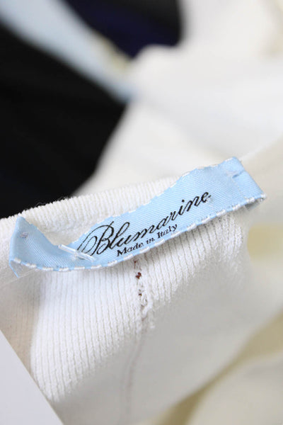 Blumarine Women's Round Neck Short Sleeves Fitted Blouse White Size 38
