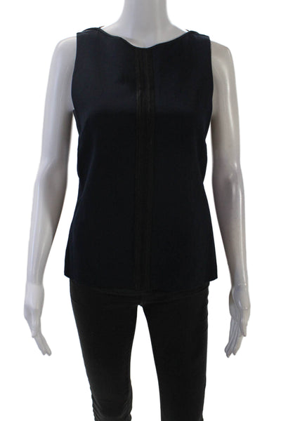 Rag & Bone Women's Round Neck Sleeveless Slit Hem Tank Top Navy Blue Size S