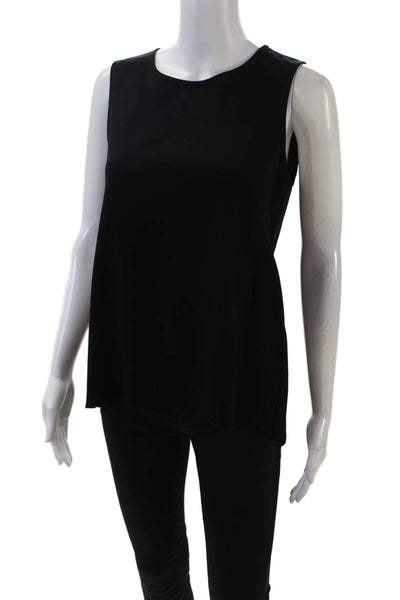 Rag & Bone Women's Sleeveless Round Neck Sheer Slit Tank Top Blouse Black Size S