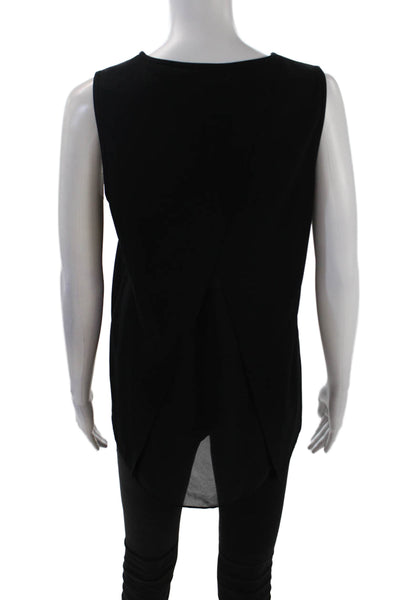 Rag & Bone Women's Sleeveless Round Neck Sheer Slit Tank Top Blouse Black Size S