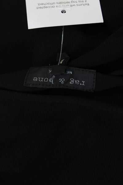 Rag & Bone Women's Sleeveless Round Neck Sheer Slit Tank Top Blouse Black Size S