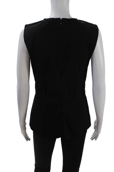 Derek Lam Women's V-Neck Sleeveless Peplum Tank Top Blouse Black Size S