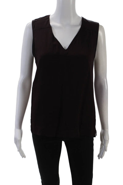 Reed Krakoff Women's V-Neck Sleeveless Silk Slit Hem Layered Tank Purple Size 4
