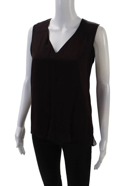 Reed Krakoff Women's V-Neck Sleeveless Silk Slit Hem Layered Tank Purple Size 4