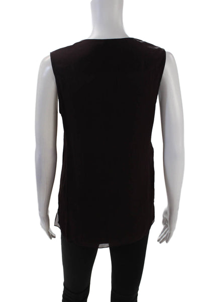 Reed Krakoff Women's V-Neck Sleeveless Silk Slit Hem Layered Tank Purple Size 4
