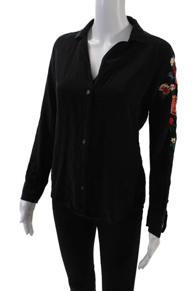Equipment Femme Women's Collared Long Sleeves Embroidered Shirt Back Size XS