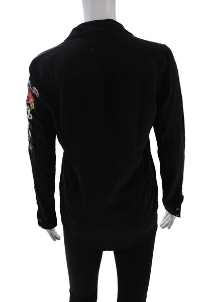 Equipment Femme Women's Collared Long Sleeves Embroidered Shirt Back Size XS