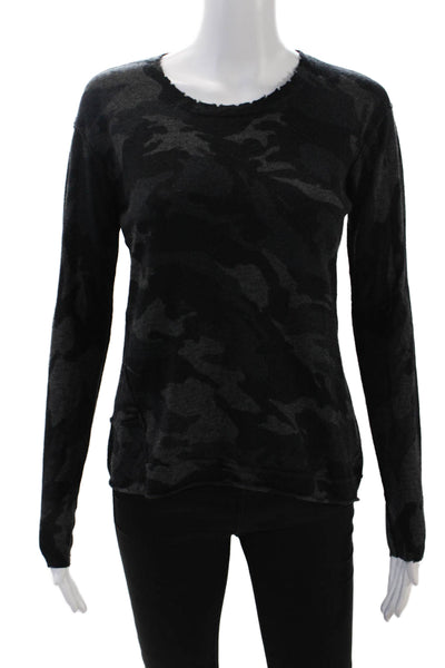 Generation Love Women's Long Sleeves Cashmere Black Camouflage Sweater Size XS