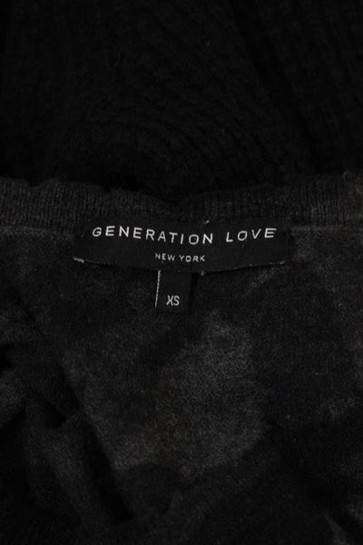 Generation Love Women's Long Sleeves Cashmere Black Camouflage Sweater Size XS