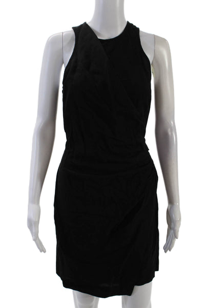 Vanessa Bruno Women's Sleeveless Round Neck Wrap Ruched Mini Dress Black Size 36