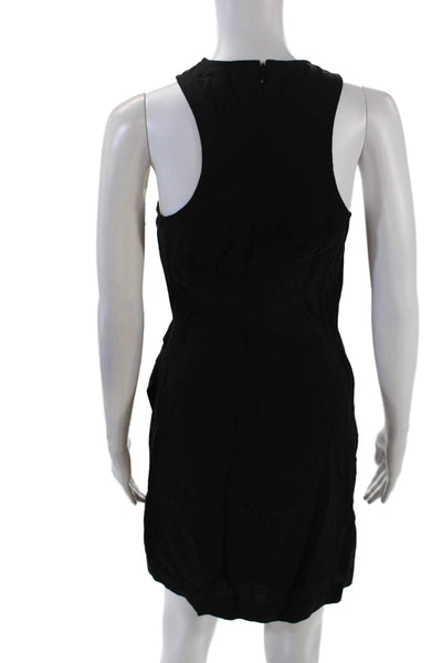 Vanessa Bruno Women's Sleeveless Round Neck Wrap Ruched Mini Dress Black Size 36
