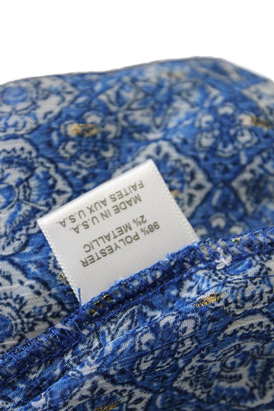 Misa Women's Smocked Waist Ruffle Tiered Lined Mini Skirt Blue Floral Size XS