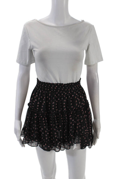 Misa Women's Elastic Waist Tiered Ruffle Lined Flare Mini Skirt Floral Size XS