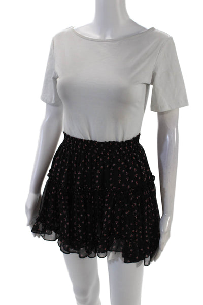 Misa Women's Elastic Waist Tiered Ruffle Lined Flare Mini Skirt Floral Size XS