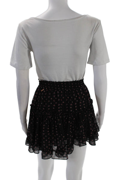 Misa Women's Elastic Waist Tiered Ruffle Lined Flare Mini Skirt Floral Size XS