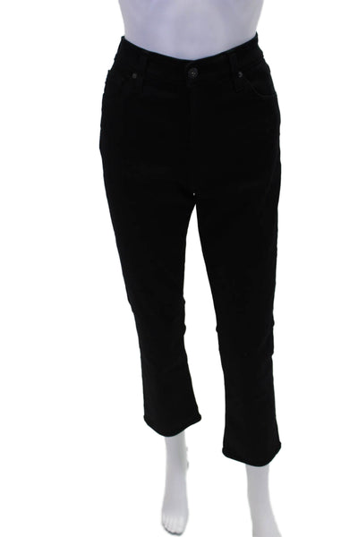 AG Adriano Goldschmied Womens Cotton Mari High-Rise Straight Jeans Black Size 30