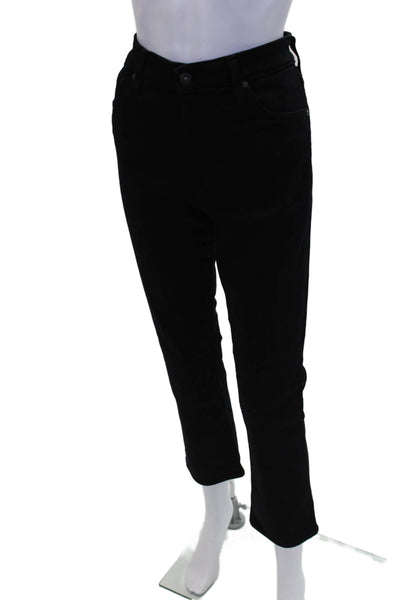AG Adriano Goldschmied Womens Cotton Mari High-Rise Straight Jeans Black Size 30