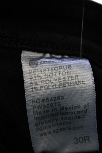 AG Adriano Goldschmied Womens Cotton Mari High-Rise Straight Jeans Black Size 30