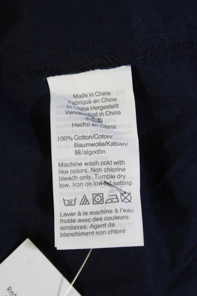 J Crew Womens Short Sleeves Button Down Shirt Navy Blue Cotton Size Small