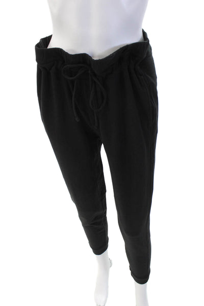Patrick Assaraf Womens High Rise Sweatpants Black Cotton Blend Size Small