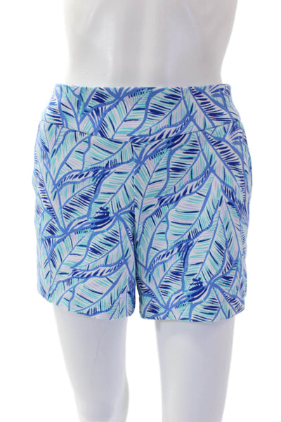 Lilly Pulitzer Women's Hook Closure Flat Front Printed Casual Shorts Blue Size 6