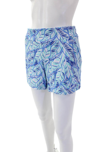 Lilly Pulitzer Women's Hook Closure Flat Front Printed Casual Shorts Blue Size 6
