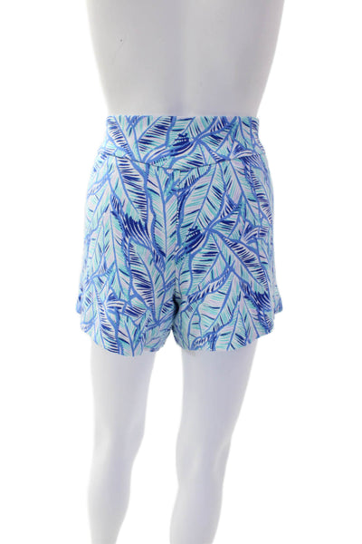 Lilly Pulitzer Women's Hook Closure Flat Front Printed Casual Shorts Blue Size 6