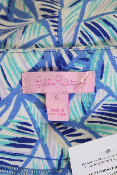 Lilly Pulitzer Women's Hook Closure Flat Front Printed Casual Shorts Blue Size 6