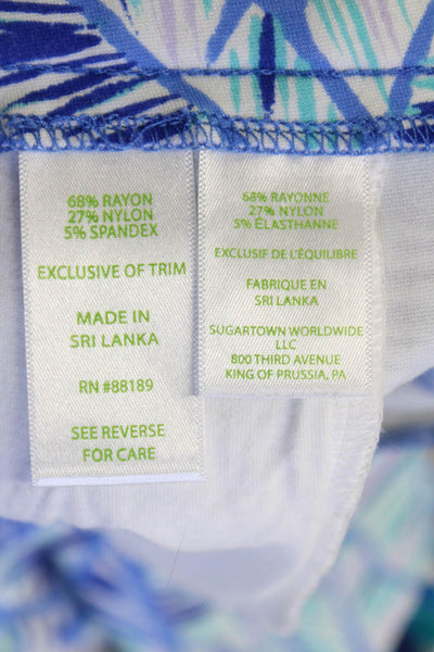 Lilly Pulitzer Women's Hook Closure Flat Front Printed Casual Shorts Blue Size 6
