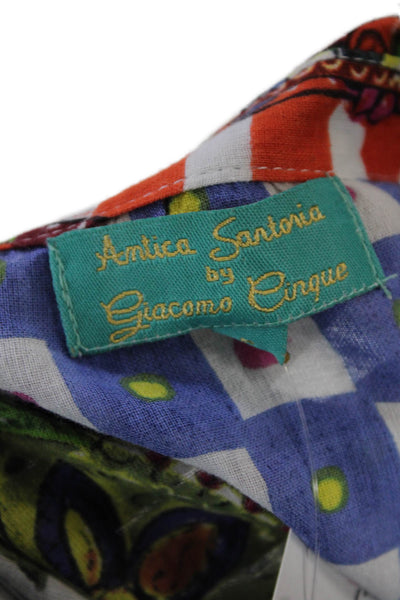 Antica Sartoria By Giacomo Cinque Womens Check Fruit Shirt Blue Multi Size Small
