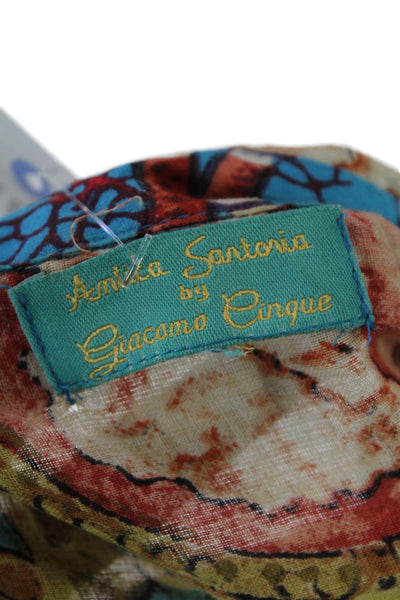 Antica Sartoria By Giacomo Cinque Womens Abstract Shirt Blue Multi Size Small