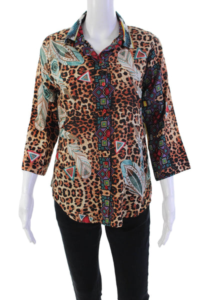 Antica Sartoria By Giacomo Cinque Womens Abstract Shirt Multicolored Medium