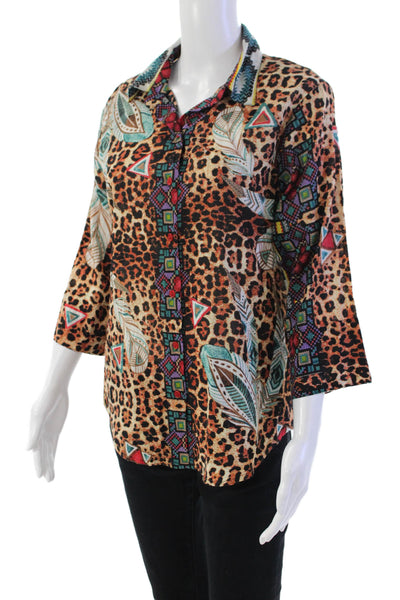 Antica Sartoria By Giacomo Cinque Womens Abstract Shirt Multicolored Medium