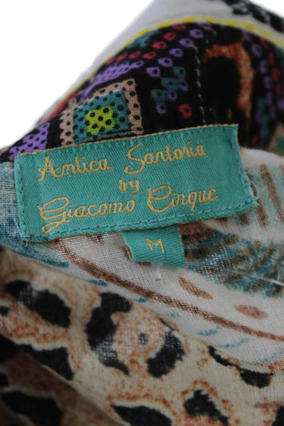 Antica Sartoria By Giacomo Cinque Womens Abstract Shirt Multicolored Medium