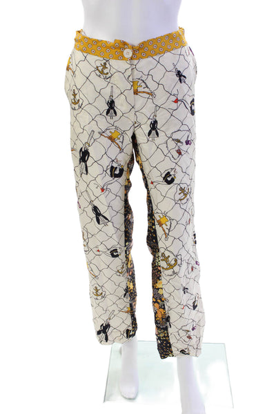 La Prestic Ouiston Womens Silk Abstract Print Button Up Pants Multicolor Size 0