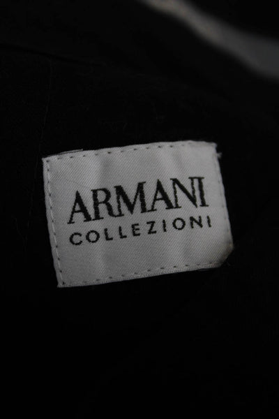 Armani Collezioni Mens Creased Cuffed Dress Pants Black Wool Size 34